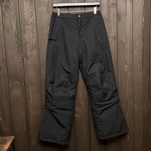 Lands End Kids Ski Snow Board Pants Sz 16 Grow-A-Longs Insulated Black Nylon